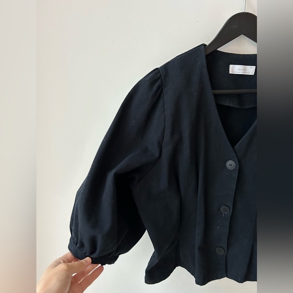 Oak+Fort puffy shoulder cropped blazer - Picture 4 of 11